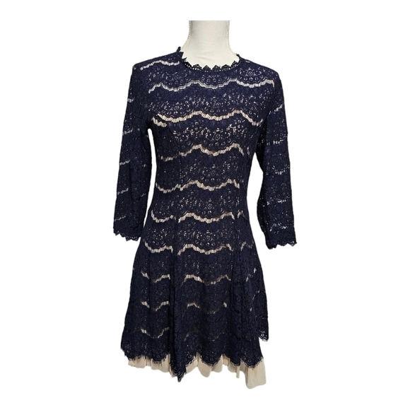 Trixxi Blue Lace Overlay Party Dress Juniors Size M - Picture 2 of 9